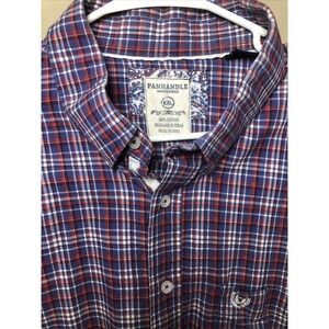 Panhandle Slim Rough Stock Shirt Mens 2XL Blue Plaid  Button Down Western XXL